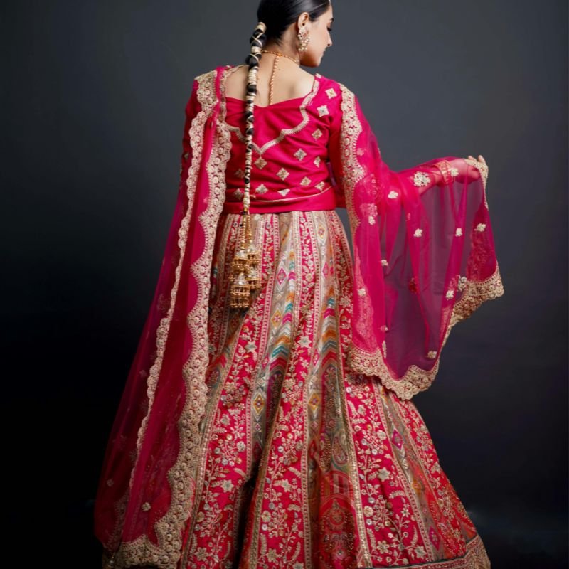 Sky Blue Thread Embroidered Georgette Lehenga Choli For Wedding